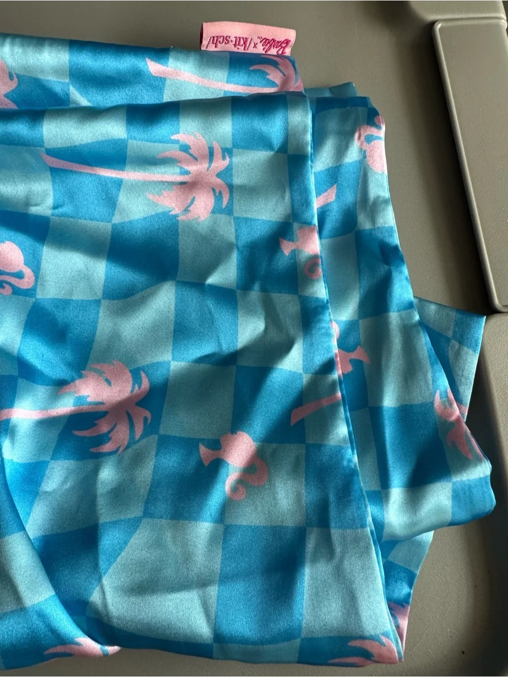Barbie x Kitsch Blue Checkerboard Satin Pillowcase (set of 2)